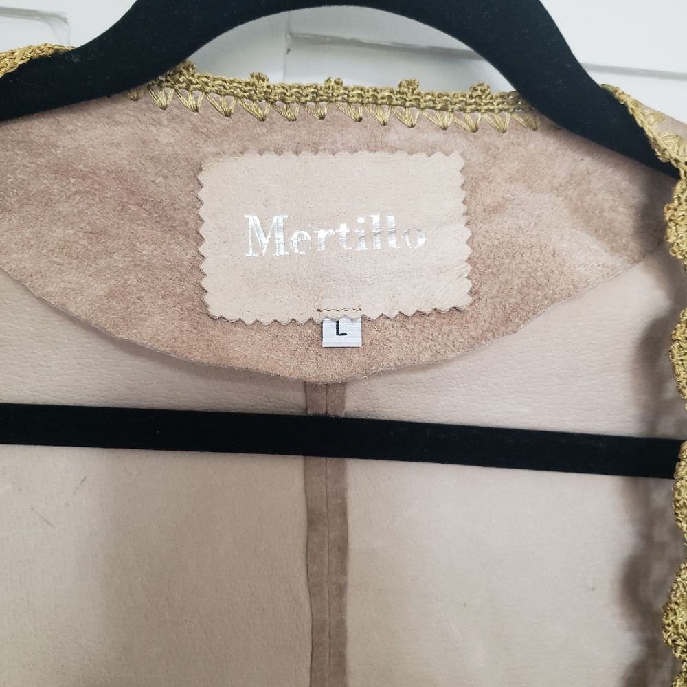 SOLD Mertillo leather and crochet jacket brown and gold size large - Picture 4 of 11